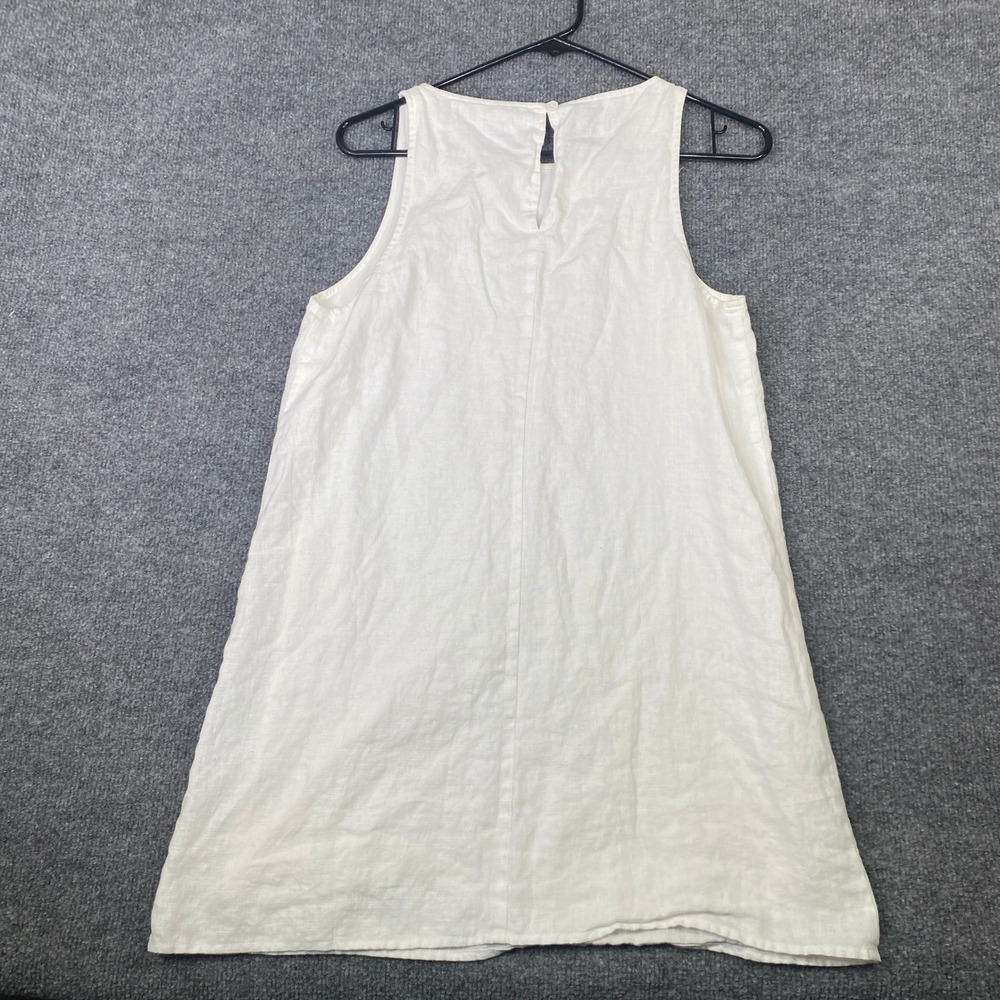 Reformation White Linen Sleeveless Shift Mini Dress Size 2 Round Neck Keyhole